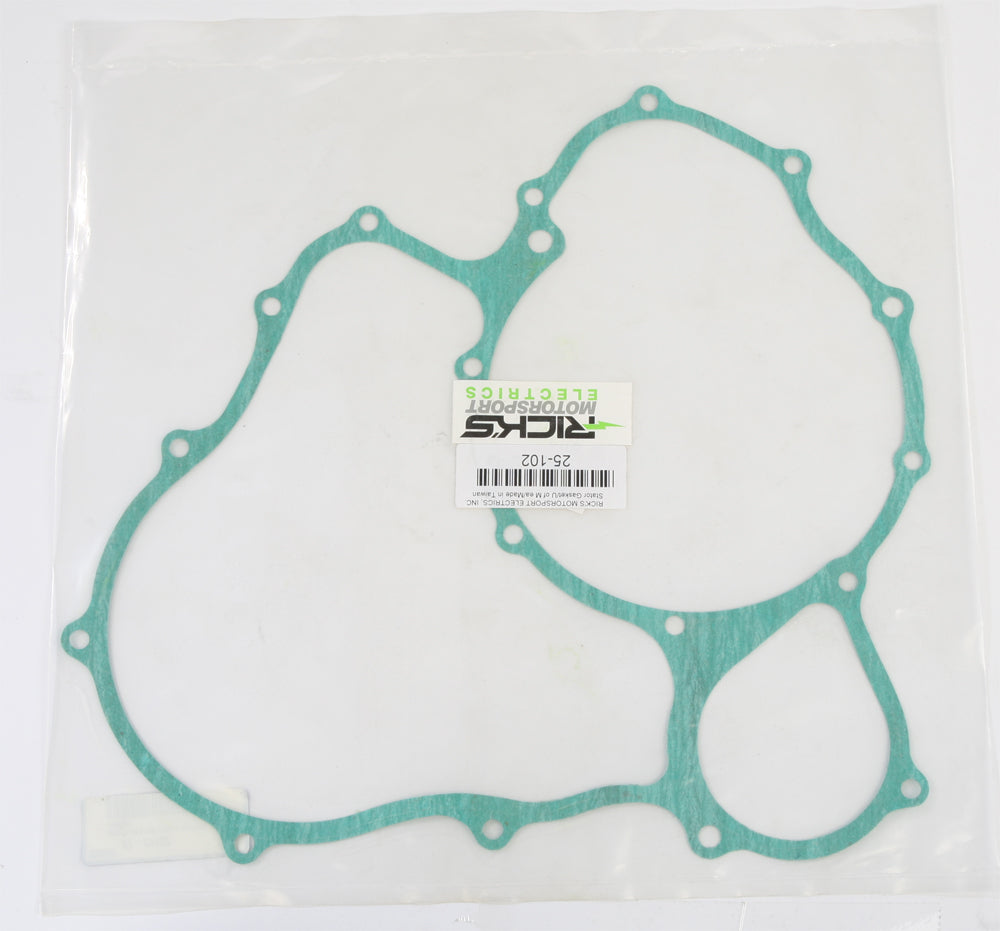 Ricks Motorsport Electric stator cover gasket for motorcycle engine, showing a black rubber seal with textured surface.
