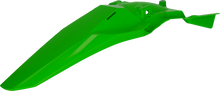 Load image into Gallery viewer, Acerbis green rear fender for motorcycle, body part with brand logo, designed for Kawasaki models, in bright green color.