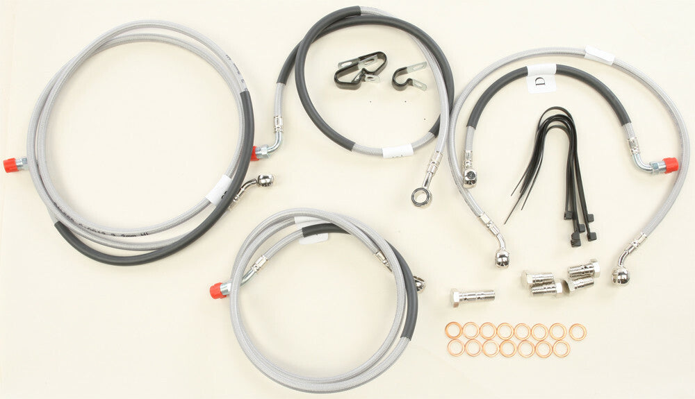 GBRAKES 2-line front brake line kit featuring durable brake hoses for enhanced vehicle braking performance.