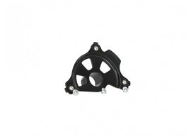 Acerbis black front disc cover mount for Gas Gas, Husqvarna, and KTM motorcycles, featuring durable metal construction.