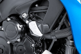 PUIG Frame Slider R12 End White body protection part for motorcycle, designed for impact absorption and style.