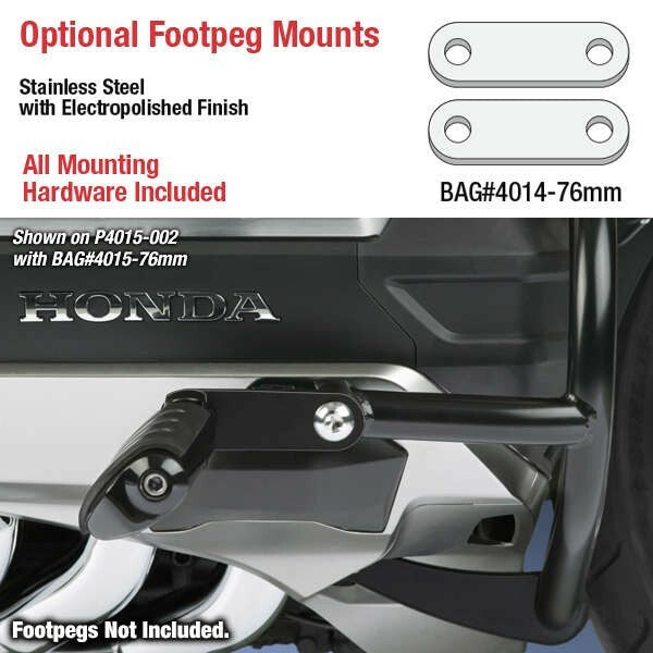 National Cycle stainless steel footrest mount for Honda Gold Wing GL1800, 76mm comfort bar bracket, durable motorcycle accessory
