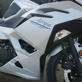 Shogun Industries Complete Slider Kit No Cut Black Kaw, body view showing black slider components and hardware for motorcycle customization