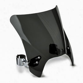 National Cycle Mohawk dark tint windshield with chrome hardware, motorcycle windscreen with sleek, reflective finish.
