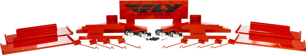 Fly Racing goggle display box with two accessories, showcasing branding and packaging details for the Fly Racing eyewear product.