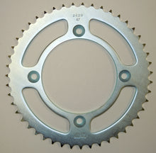 Load image into Gallery viewer, Sunstar steel rear sprocket, 49-tooth, off-road bike part, designed for Suzuki and Yamaha motorcycles, with visible gear teeth and metal finish.
