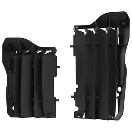 Polisport Plastics black radiator louver with vent openings, designed for motorcycle cooling system, model 64-56546.