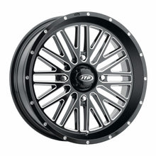 Charger l'image dans la galerie, ITP Momentum wheel in black/machined finish, 15x7 size, 4/110 bolt pattern, 4+3 offset, +10mm offset, automotive wheel