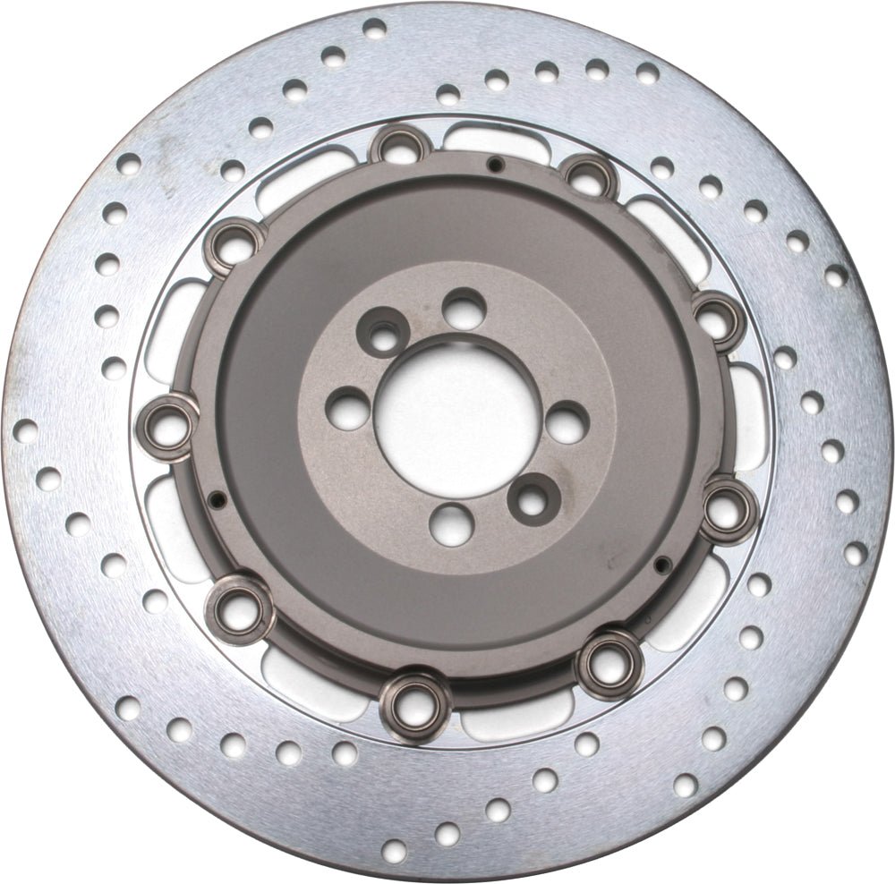 EBC Motorcycle Brakes standard brake rotor with vented design, metal surface, and mounting holes for motorcycle braking system.