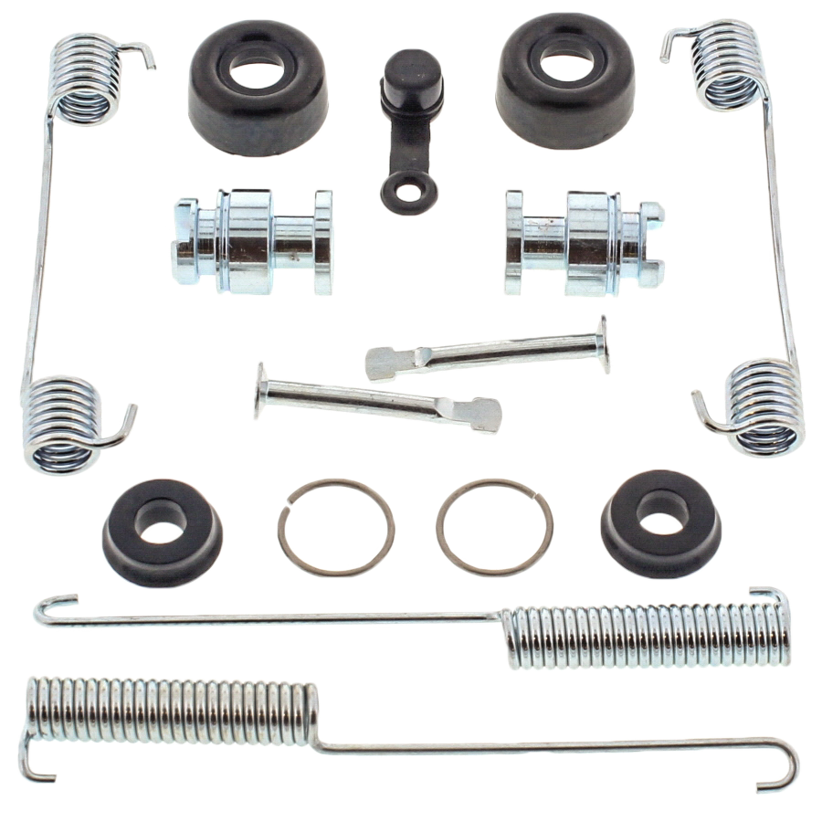 All Balls brake wheel cylinder rebuild kit 21-85002 with brake components and small parts for automotive repair.