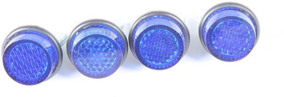 Set of four blue Chris Products mini-reflectors, accessory lighting tools for photography or videography.