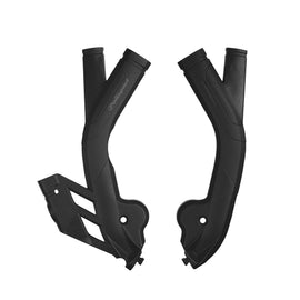 Polisport Plastics black frame protectors for Beta 64-847351 motorcycle, shown on a bike frame in close-up view