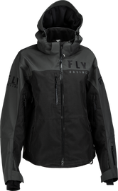 Fly Racing Women's Carbon Jacket in black and grey, featuring sleek design and lightweight fabric for riding comfort.