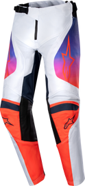Alpine Star youth racer hoodie pants in light grey, hot orange, and black, size 28, featuring a sporty design and athletic fit.