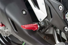Load image into Gallery viewer, Red PUIG racing footpegs for motorcycle foot controls, featuring durable metal construction and a textured grip surface.