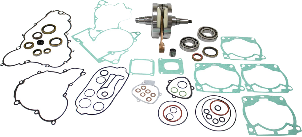 Hot Rods Bottom End Kit for engine, showing pistons, crankshaft, and connecting rods in a detailed view.