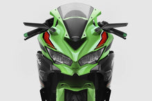 Load image into Gallery viewer, Pair of RIZOMA Stealth Sport mirrors in black for Kawasaki Kawasaki, featuring sleek, aerodynamic design on a motorcycle.