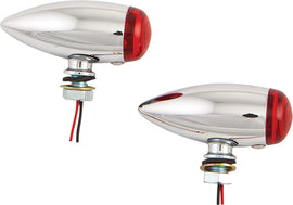 HardDrive LED bullet marker light with red lens and chrome finish, designed for vehicle lighting and visibility.