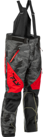 Fly Racing Snx Pro Sb Pant in red and black, featuring durable fabric, adjustable straps, and reinforced knee areas.