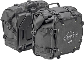GIVI GRT720 saddlebag luggage with water-resistant 25L capacity, shown mounted on motorcycle, black color and durable design.