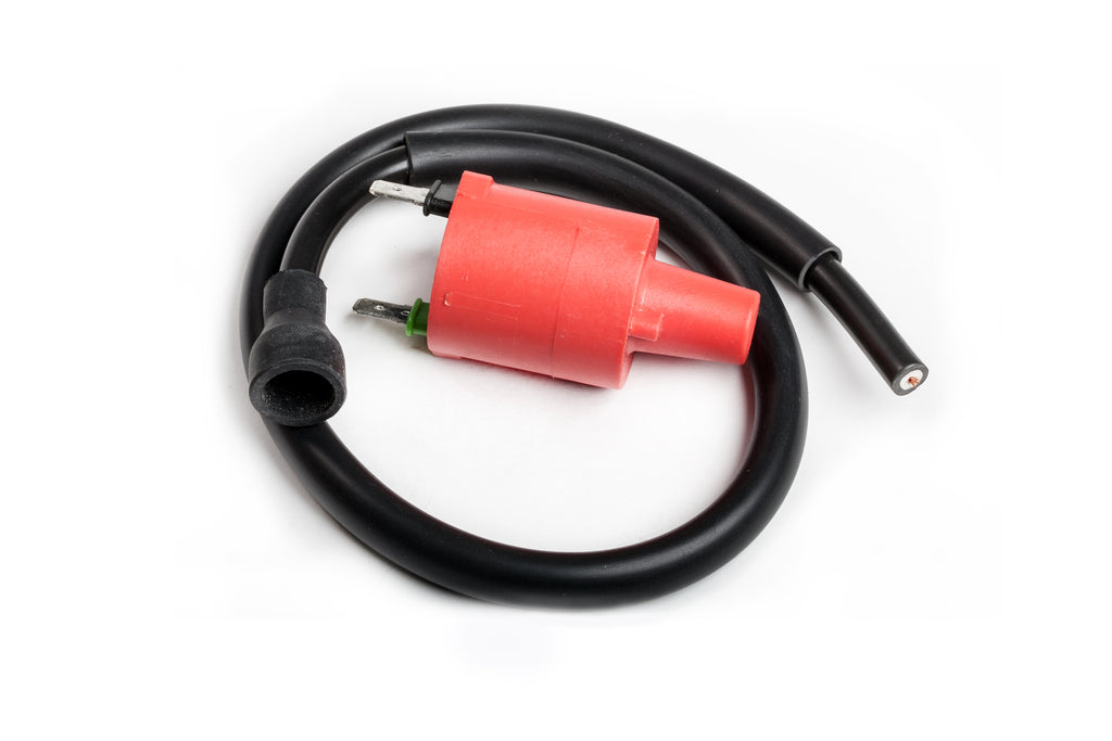 Ricks Motorsport Electric ignition coil for motorcycles, black rectangular electrical component with wiring connections