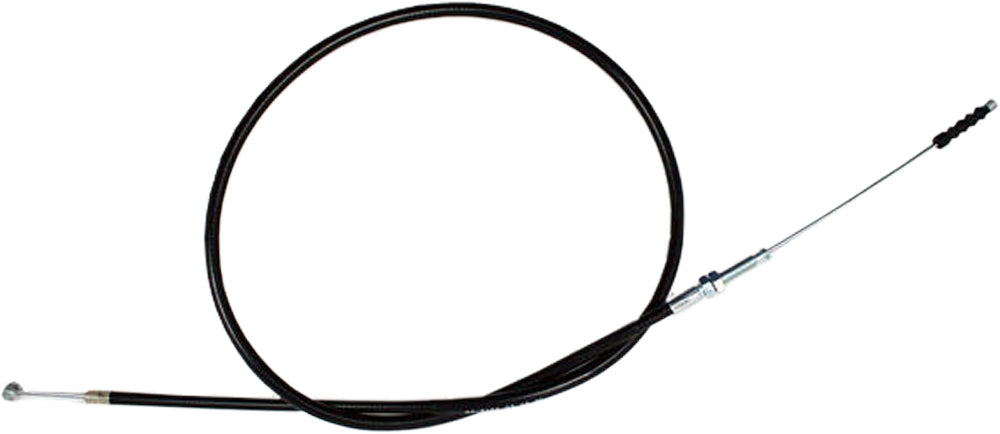 Motion Pro black vinyl clutch cable for motorcycles, showing the flexible control line with metal ends and protective outer sheath.