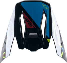 Alpine Star S-M5 helmet visor in black, cyan, and fluo yellow with reflective accents, designed for motorcycle helmets.
