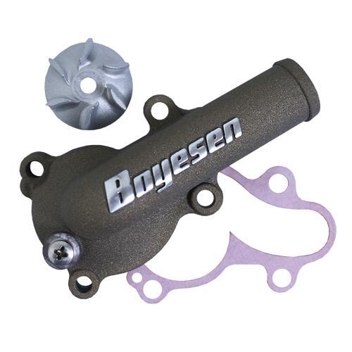 Boyesen magnesium water pump cover and impeller kit for street bikes, featuring durable components and precise fitment.