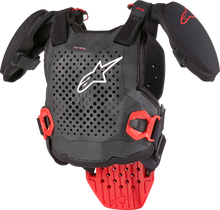 Load image into Gallery viewer, Alpine Star A-5 S youth chest protector in black, white, and red, size large/xl, designed for motocross or dirt bike riding.