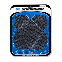 Load image into Gallery viewer, Stompgrip Tank Pad Kit Icon Black for motorcycle body, featuring black grip pads with icon design on a glossy surface.