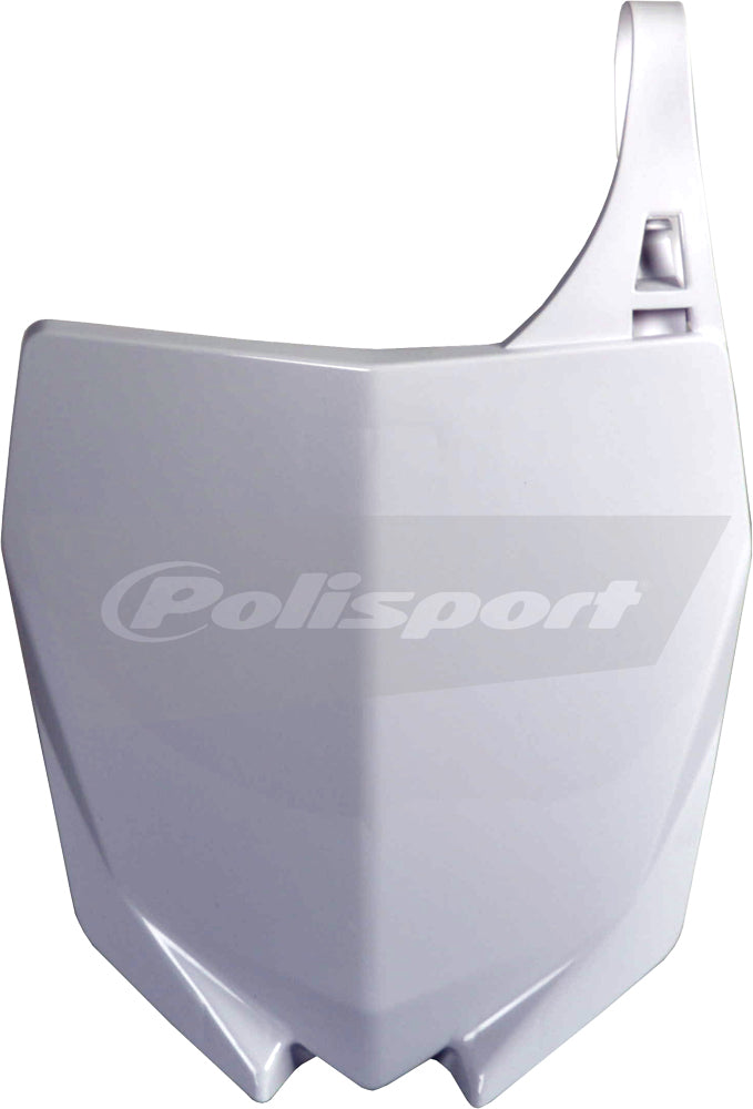 Polisport Plastics white number plate body for motorcycle, model 64-65500, featuring a clean, durable plastic design.