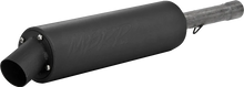 Load image into Gallery viewer, Black MBRP Exhaust single slip-on system with utility muffler for Suzuki, featuring sleek design and durable construction.