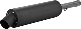 Black MBRP Exhaust single slip-on system with utility muffler for Suzuki, featuring sleek design and durable construction.