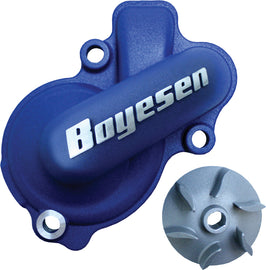 Boyesen Yamaha YZ250 water pump cover and impeller kit in blue, including replacement parts for engine cooling.