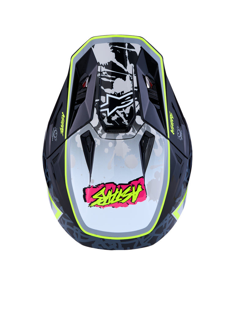S M7 Blaster Helmet Ece06/Dot Blk/Gry/Wh/Yllw Fluo Glsy Md