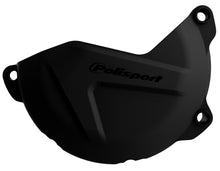 Load image into Gallery viewer, Polisport Plastics black clutch cover protector for off-road motorcycles, showing the durable plastic design and mounting features.