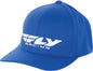 Fly Racing Youth Fly Podium Hat in blue, featuring a curved brim and adjustable strap for a comfortable fit.