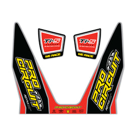 Pro Circuit Ti-5 decals replacement muffler stickers with graphics, featuring bold black and red design for motorcycle exhaust customization.