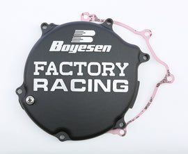 Black Boyesen Factory Racing Clutch Cover for street motorcycles, model 59-7211AB, with detailed design visible.