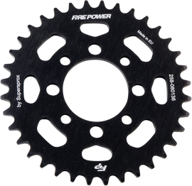 Fire Power 36-tooth aluminum rear sprocket for street bikes, black finish, durable motorcycle drivetrain component.