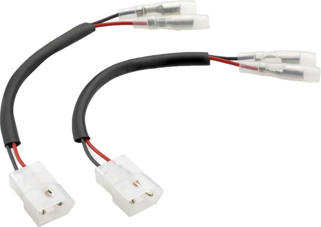 Pair of RIZOMA turn signal cable kits for motorcycle electrical system, with black and red cables and connectors.