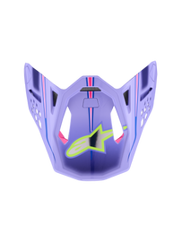 Alpine Star S-M10 Jl visor in purple, pink fluorescent, and yellow fluorescent gloss with reflective details, designed for motorcycle helmets.