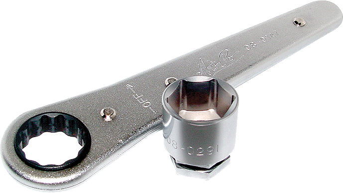 Motion Pro Ratchet Plug Wrench Kit 57-0318, toolset with ratchet wrench and various plug tools for motorcycle maintenance.