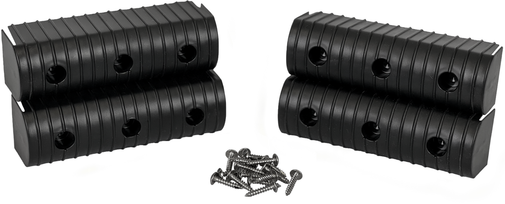 Caliber Bunk Wrap End Cap Kit 2x6 black with hardware, four-pack, designed for bunk bed or furniture edge finishing.