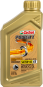 Castrol Power 1 Synthetic Oil 4T 5W40 quart bottle, automotive engine oil for motorcycles and bikes.