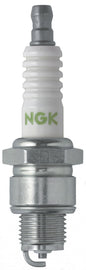 NGK spark plug model #4838/10 2-BP8HN-10 showing the metal shell and ceramic insulator, used for automotive ignition systems.