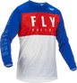 Fly Racing F-16 jersey in red, white, and blue, large size, featuring a sleek design with the Fly Racing logo.