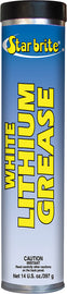 Star brite White Lithium Grease 14oz container with white lubricant, ideal for automotive and machinery lubrication.