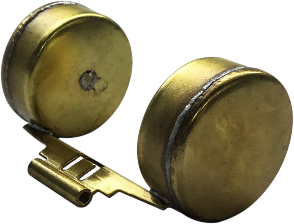 Mikuni brass twin float for carburetor fuel system, with detailed metal components and precision engineering.