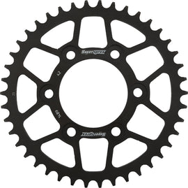 Steel Supersprox 42-tooth rear sprocket for Kawasaki ZX motorcycle, black finish, durable motorcycle part.